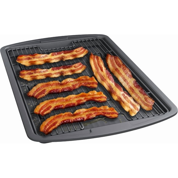Bakken Cookie Sheet with Wire Rack Set, 2-Piece Nonstick Carbon Steel Pan 17.4" & Cooling Rack 14.7", Stackable Set, Oven Safe 450°F, Gray