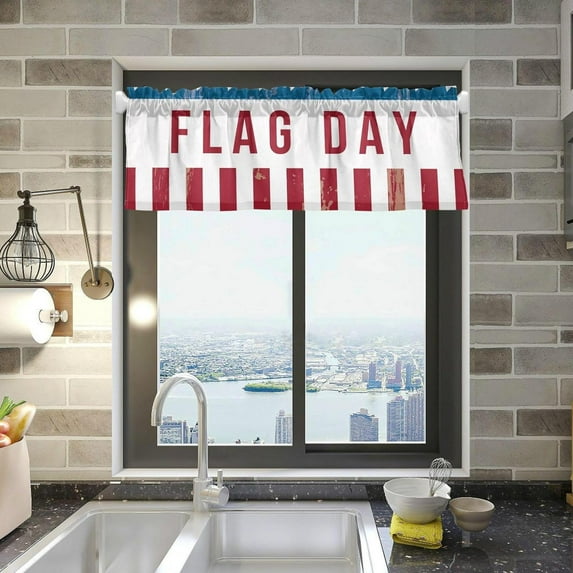 Coolnut Flag Day American Flag Windows Valance Curtains, Double Layer Short Blackout Window Topper Treatment for Bathroom,Kitchen,Living Room,Cafe Decor,54x18Inch,only 1 Panel