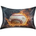 thumbnail image 1 of Coolnut Flame Baseball Pillowcase for Hair and Skin Silk Pillowcase Standard Size 20 ×26Inn, Soft and Breathable Slippery Satin Pillowcase Covers for Sleep Decor Giftsation 910, 1 of 7