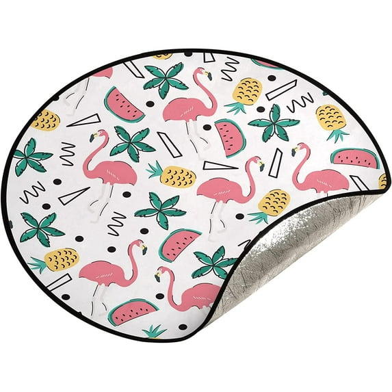 Coolnut Flamingo Christmas Tree Mat Round Christmas Tree Stand Mat Decoration for Holiday Party Home Christmas Day Ornaments Floor Door, 28.3"