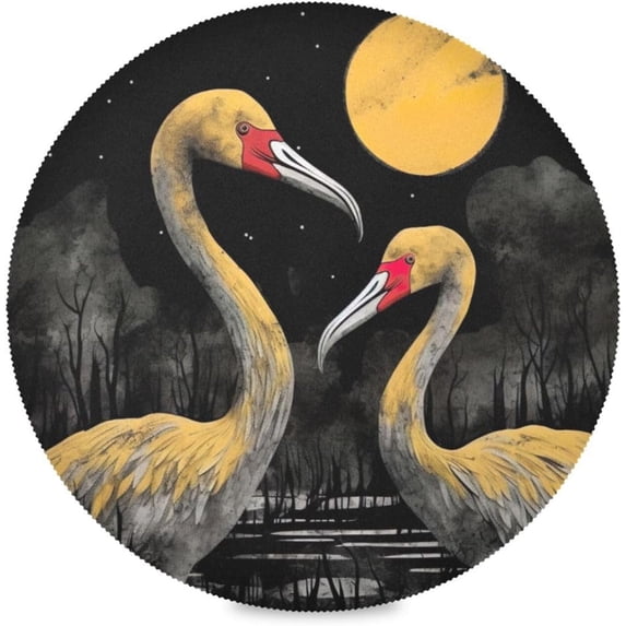 Coolnut Flamingos Round Placemats Washable Placemats Non-Slip Heat-Resistant Table Place Mats for Dining Kitchen Holiday Party Table 15.4"-6PCS Home Decor