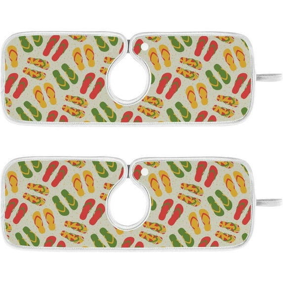 Coolnut Flip Flop Colorful Sink Splash Guard for Faucet 2 Packs Faucet Absorbent Mats, Summer Faucet Handle Drip Catcher Quickly Drying Mat for Kitchen Counter Bathroom, 30"x5.5" RV