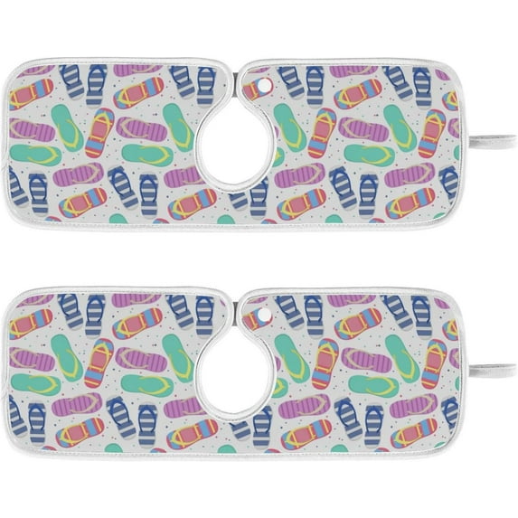 Coolnut Flip Flops Colorful Sink Splash Guard for Faucet 2 Packs Faucet Absorbent Mats, Faucet Handle Drip Catcher Quickly Drying Mat for Kitchen Counter Bathroom, 30"x5.5" RV
