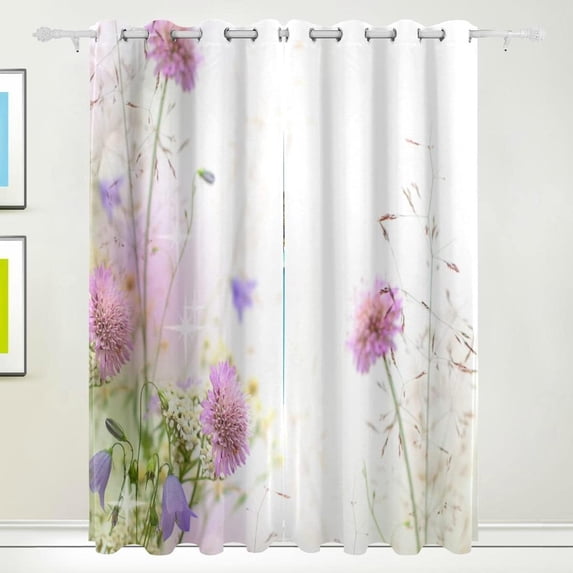 Coolnut Floral Border Blackout Curtain for Bedroom, 2 Panels Thermal Insulated Blackout Drapes Long Darkening Curtains with Grommets,55"x 72"