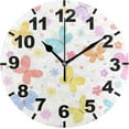 thumbnail image 1 of Coolnut Floral and Butterflies Round Wall Clock, Battery Operated Silent Non Ticking Desk Clock for Home Bedroom Kitchen Office School Wall Clock 9.9 Inch Home Decor, 1 of 6