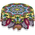 thumbnail image 1 of Coolnut 60" Floral Geometric Mandala Ornament Round Tablecloth, Table Cover Water Resistant Spill Proof Large Table Cover for Indoor & Outdoor Family Gathering Dinner, Hotel, BBQ, 1 of 7