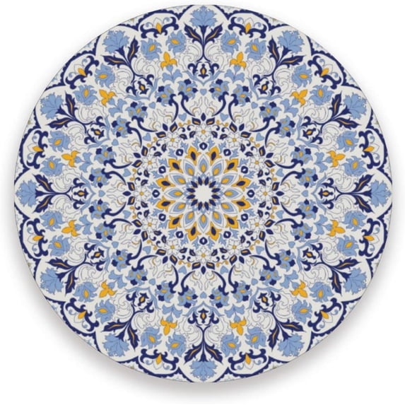 Coolnut Floral Mandala Round Cup Coaster with Ceramic Stone and Cork Base 1PCS, Absorbent Cup Mats, Cup Protection Mat for Home, Kitchen and Bar166 Home Decor Gifts