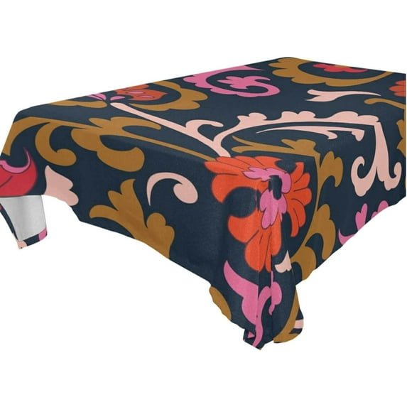 Coolnut Floral Pattern Tablecloth, Waterproof Washable Polyester Square Table Cover, Durable Tablecloth for Kitchen Dining Table Party Decor, 54"X 72"