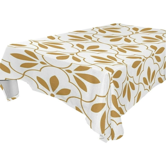 Coolnut Floral Pattern Tablecloth, Waterproof Washable Polyester Square Table Cover, Durable Tablecloth for Kitchen Dining Table Party Decor, 60"X 90"