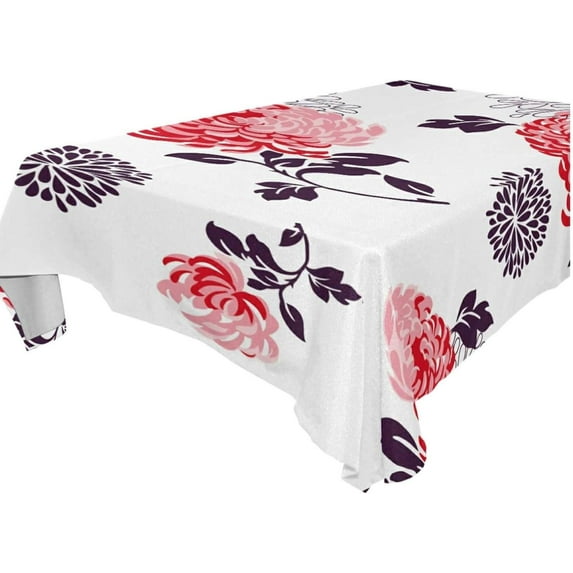 Coolnut Floral Pattern Tablecloth, Waterproof Washable Polyester Square Table Cover, Durable Tablecloth for Kitchen Dining Table Party Decor, 60"X 90"