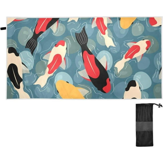 Coolnut Floral Ukiyoe Fish Beach Towel Fast Drying Camping Towels Sand Free Beach Blanket Soft Absorbent Travel Sport Towel for Gym Bath Shower Swimming 30" x 60" Washcloth Gift