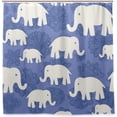 thumbnail image 1 of Coolnut Floral and White Elephants Bath Shower Curtain Liners 72x72in 100% Polyester Waterproof with Curtain Hook, 1 of 6