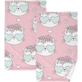 thumbnail image 1 of Coolnut Florer Cute Cat Patterned Hand Towels 2 PCS, Cotton Bath Towel for Drying Face Hands Body Decorative Water Absorbent Lightweight Towels for Bathroom Ktichen Travel Gym, 16"x28", 1 of 6