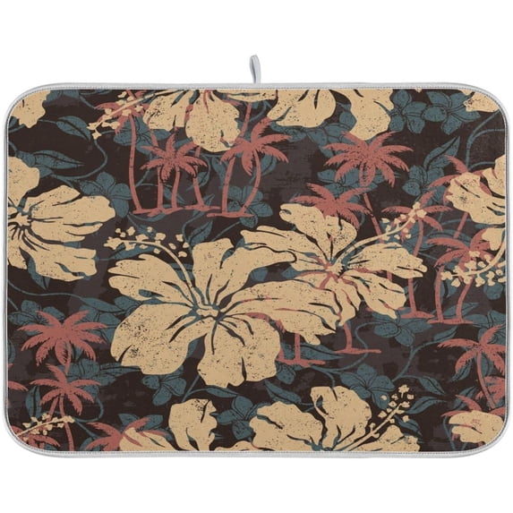 Coolnut Flower Dish Drying Mat for Kitchen, 18 x 24 Inch Microfiber Absorbent Dish Drying Pad, Machine Washable Kitchen Counter Protect Mats