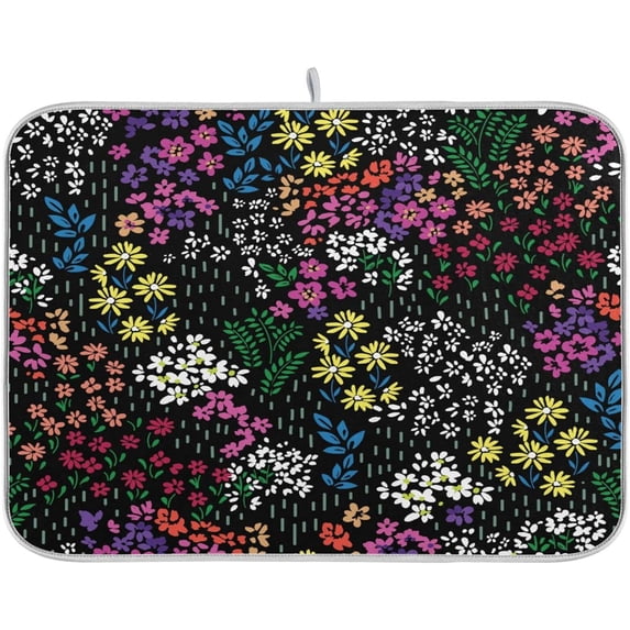 Coolnut Flower Dish Drying Mat for Kitchen, 18 x 24 Inch Microfiber Absorbent Dish Drying Pad, Machine Washable Kitchen Counter Protect Mats