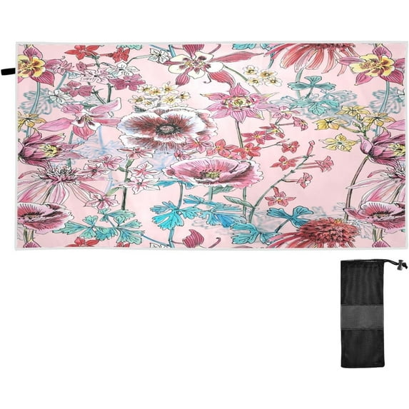 Coolnut Flower Diveblues Beach Towel Microfiber - Oversized Travel Towels - Lightweight Compact Beach Accessories - for Swimming, Camping, Holiday - Super Absorbent, Quick Dry Washcloth Gift