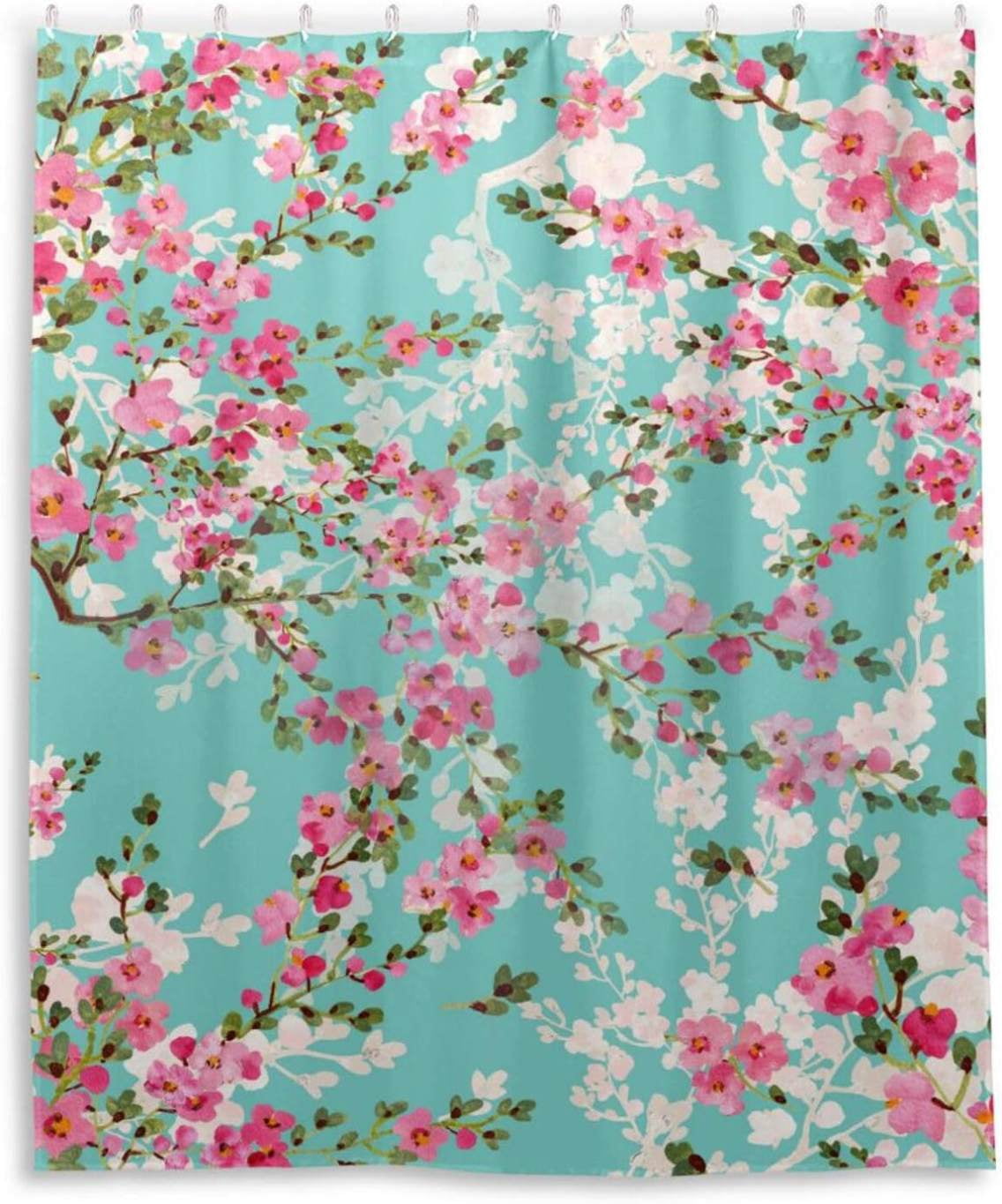 Coolnut Flower Green Bathroom Waterproof Shower Curtain Set, 60"X72 ...