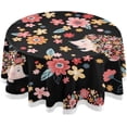 thumbnail image 1 of Coolnut Flower Hedgehog Round Tablecloth, Washable Oil Proof Table Cover for Kitchen Holiday Party Wedding Picnic Decoration, 1 of 7