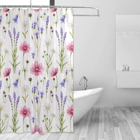 Coolnut Flower Shower Curtain, Waterproof Washable Bathroom Shower Curtain, Durable Polyester Cloth Fabric Bathroom Decor Set with 12 Hooks,60 x 72 inches