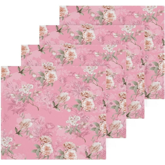 Coolnut Flower Texture Pink Washcloths Towels, Highly Absorbent and Soft Cotton Face Cloths, 2 Pack Quick Dry Wash Cloths - 12 X 12 Inches Washcloth Gift