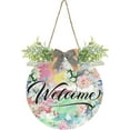 thumbnail image 1 of Coolnut Flower Welcome Sign for Front Door, Rustic Wooden Wall Sign with Artificial Leaves for Home Farmhouse Porch, 12" Round Home Decor, 1 of 7