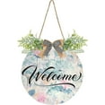 thumbnail image 1 of Coolnut Flower Welcome Sign for Front Door, Rustic Wooden Wall Sign with Artificial Leaves for Home Farmhouse Porch, 12" Round Home Decor, 1 of 7