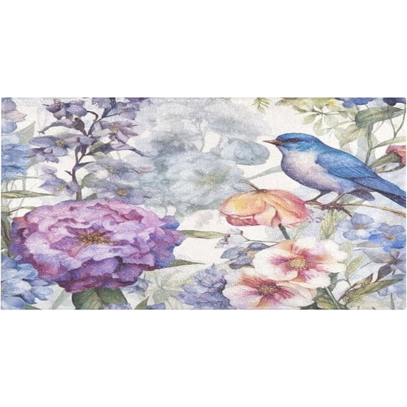 Coolnut Flowers & Bird Bath Rugs 39 x 20 Inch, Soft Absorbent Washable Plush Carpet with Non-Slip Rubber Back for Entryway, Bedroom, Kitchen, Bathroom Home Decor Gifts
