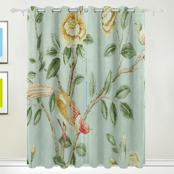 Coolnut Flowers Leaves Blackout Curtain for Bedroom, 2 Panels Thermal Insulated Blackout Drapes Long Darkening Curtains with Grommets,55"x 84"