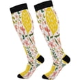 thumbnail image 1 of Coolnut Flowers & Lemons Compression Socks Women Men Knee High Stockings for Sports, Running, Travel 1Pair Gift, 1 of 7