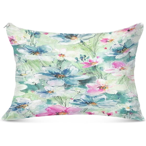 Coolnut Flowers Watercolor Plush Pillowcase with Hidden Zipper Pillowcase, Soft and Cozy, 20×26 Inches, for Bedroom, Sofa Home Decor Gifts