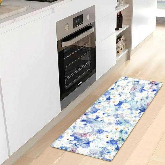 Coolnut Flowers Watercolor Soft Runner Rug, Washable Non-Slip Room Rug, Hallway Rug Runner for Entryway,Hallway,Bathroom,and Kitchen,39x20In