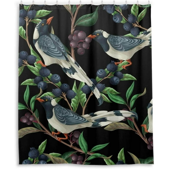 Coolnut Flowers and Birds Bathroom Waterproof Shower Curtain Set, 60"X72" Bathtub Curtain with 12 Hooks for Bathroom Decor,Hotel,Room