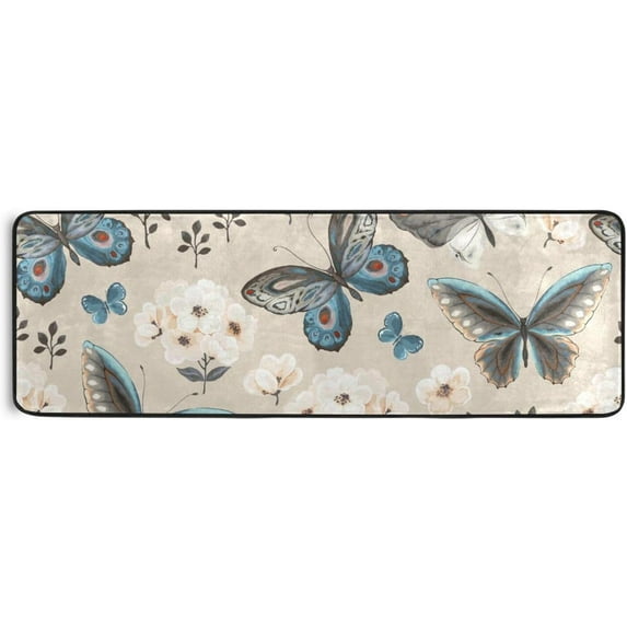 Coolnut Flying Butterflies Area Rug - 2' x 6' Washable Runner Rugs with Rubber Backing - Non Skid Floor Carpet for Indoor Living Room Hallway Kitchen Home Decor Gifts