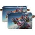 thumbnail image 1 of Coolnut Flying Pig Foldable Storage Basket for Shelves, Collapsible Sturdy Storage Bin with Handles, Canvas Storage Cube for Organizing Closet 2PC Home Decor, 1 of 7