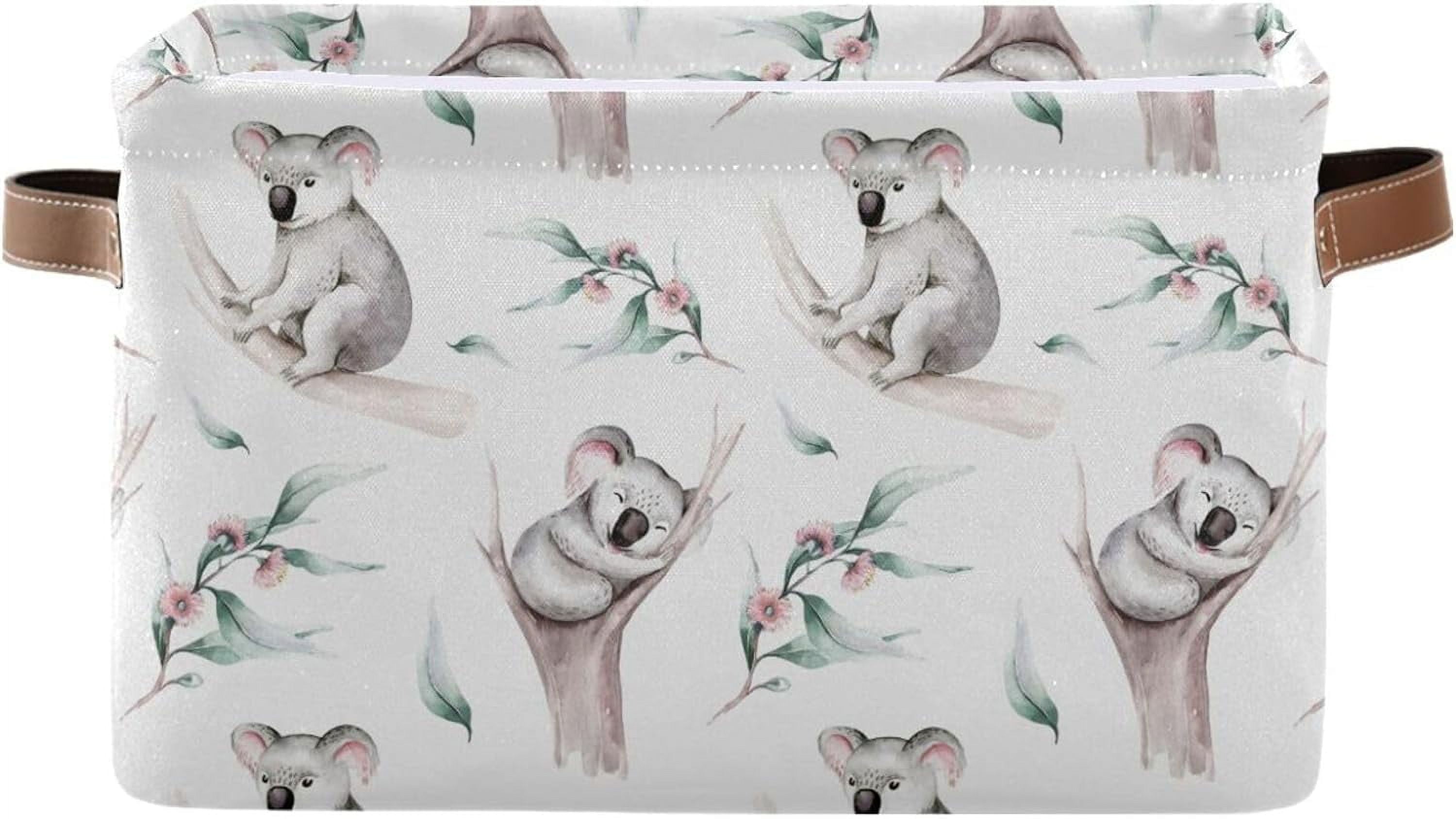 Coolnut Foldable Storage Bins Cartoon Baby Koala Fabric Storage Baskets