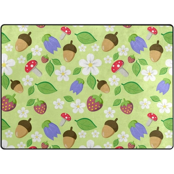 Coolnut Forest Floral Pattern Lightweight Carpet Mats, 5'3" x 4' Area Soft Rugs, Floor Mat Rug Home Decoration for Kids Room Living Room, 63"x 48"