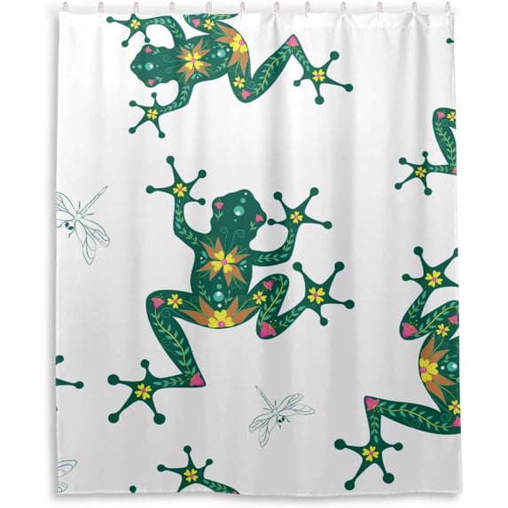 Coolnut Frogs Bathroom Waterproof Shower Curtain Set, 60"X72" Bathtub Curtain with 12 Hooks for Bathroom Decor,Hotel,Room
