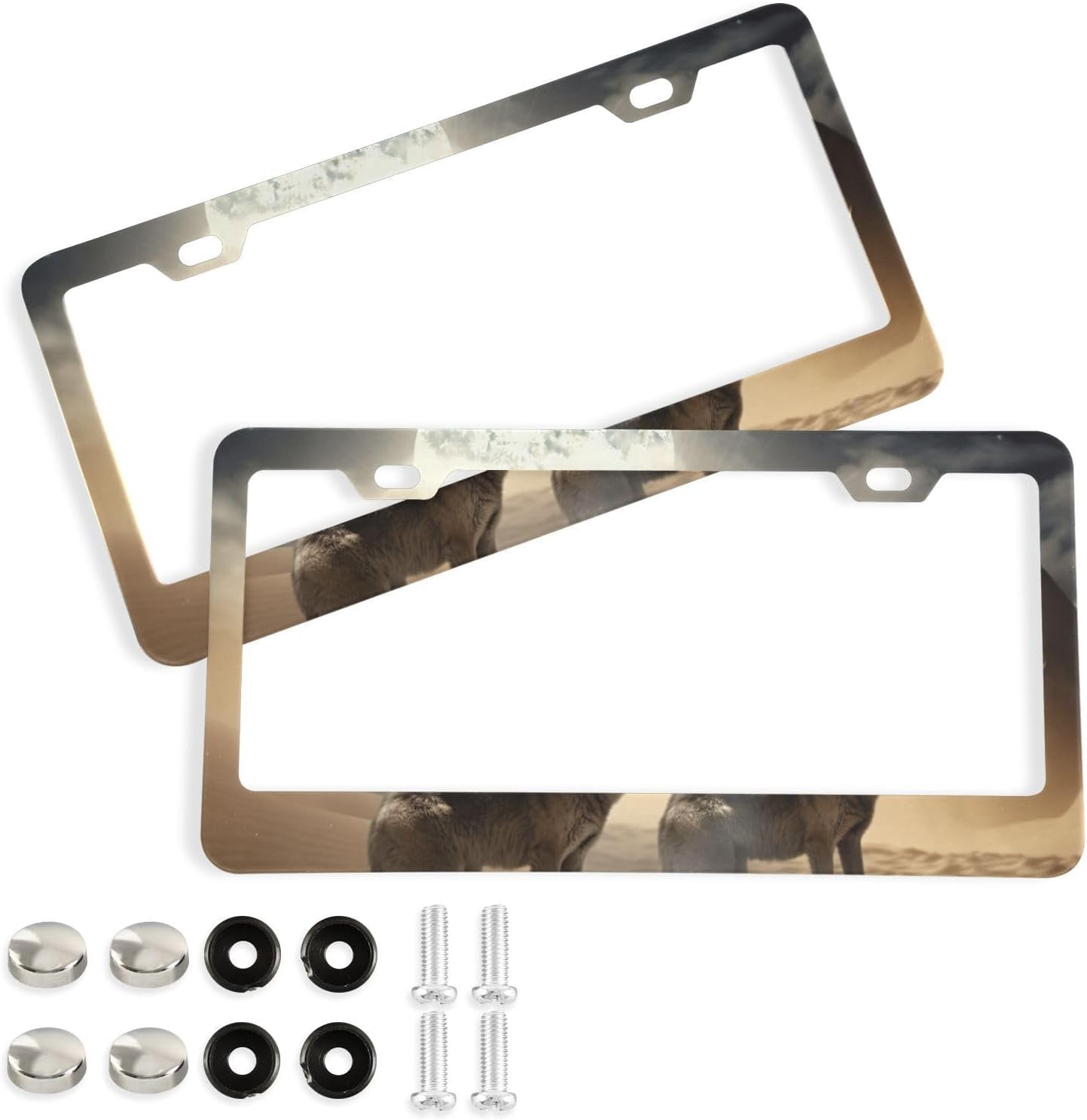 Coolnut Full Moon Wolves License Plate Frames Universal Aluminum