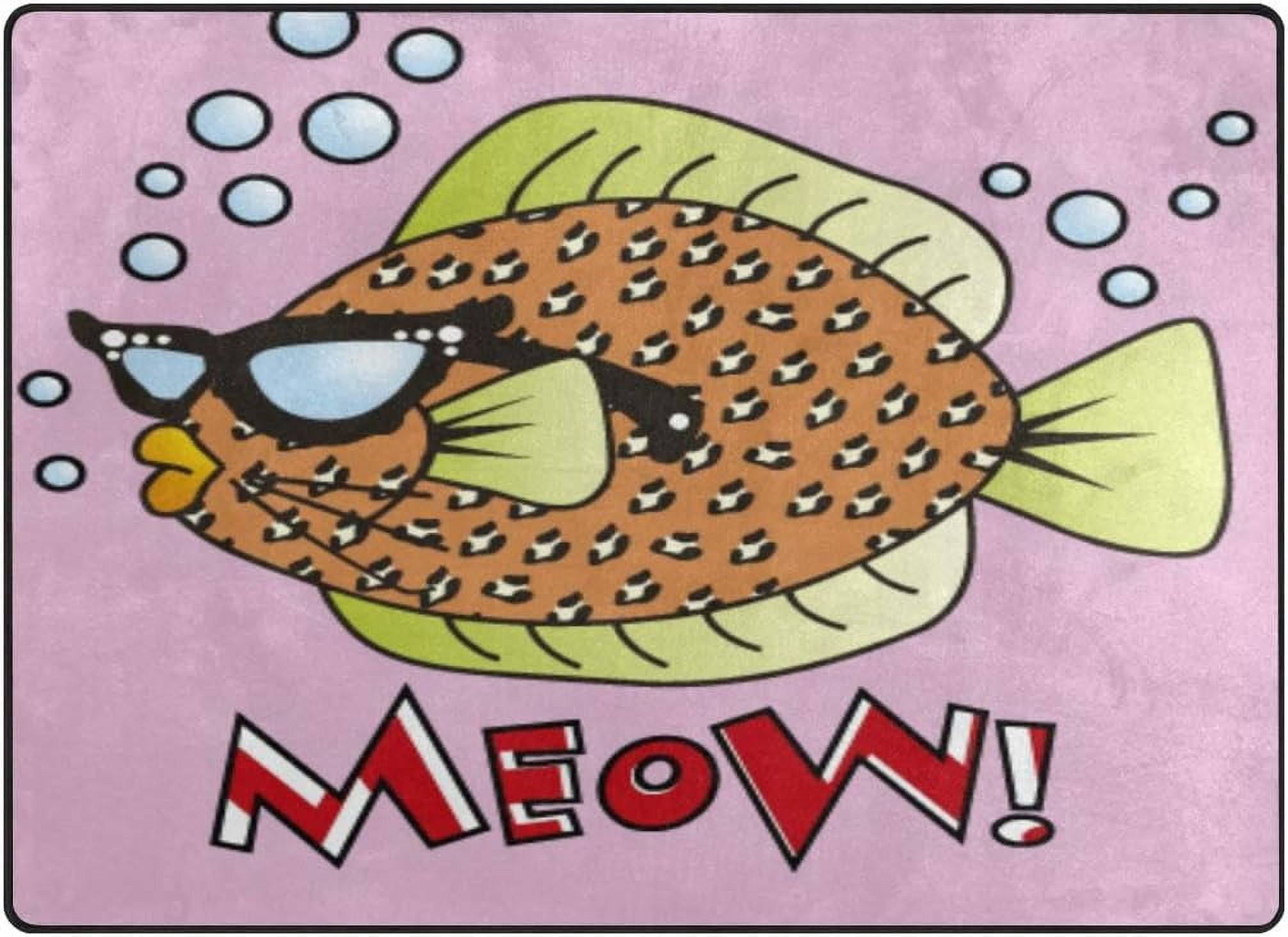 Coolnut Funny Blow Fish Area Rug Carpet, Light Weight Polyester Floor ...