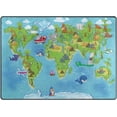 thumbnail image 1 of Coolnut Funny Cartoon World Map Area Rug, 4'x5' Pet & Child Friendly Carpet for Living Room Bedroom Dining Room,Indoor Outdoor Soft Rug Washable Non Slip Comfortable Area Rug, 1 of 6