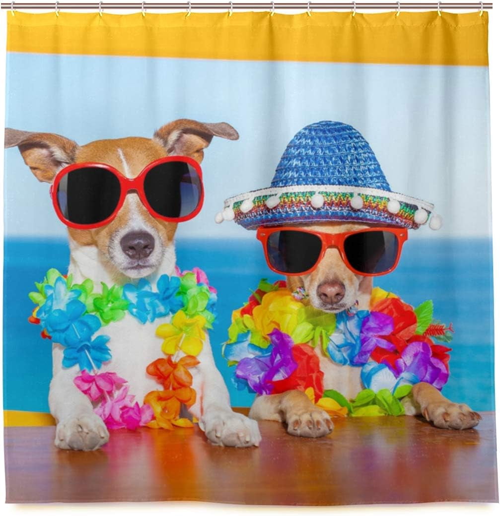 Coolnut Funny Cool Couple of Dogs Bath Shower Curtain Liners 72x72in ...