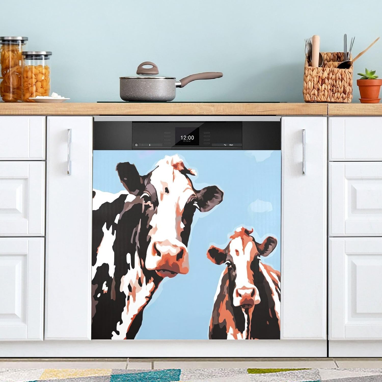 Coolnut Funny Cow Dishwasher Cover Dish Washer Front