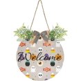 thumbnail image 1 of Coolnut Funny Halloween Elements Welcome Sign Front Door Round Wall Door Sign with Flowers Hanging Sign for Entryway Front Porch Hallway Yard Garden Home Decor, 1 of 7