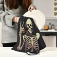 thumbnail image 1 of Coolnut Funny Halloween Skeleton Kitchen Towels, 18 x 28 Inch Super Soft and Absorbent Dish Cloths for Washing Dishes, 4 PCS Reusable Multi-Purpose Microfiber Hand Towels for Kitchen, 1 of 5