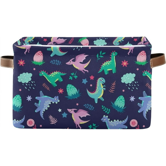 Coolnut Funny Kid Dinosaur Large Storage Basket, Foldable Storage Basket, Waterproof Coating Storage Box with Handle Toy Storage Bag, for Home School & Office, 1PCS Home Decor