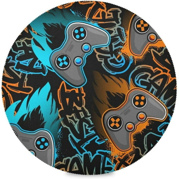 Coolnut Gamepad Round Placemats Waterproof Non-Slip Washable Place Mats Polyester Table Mats Set of 1 Heat Resistant for Home Kitchen Holiday Party Home Decor Gifts