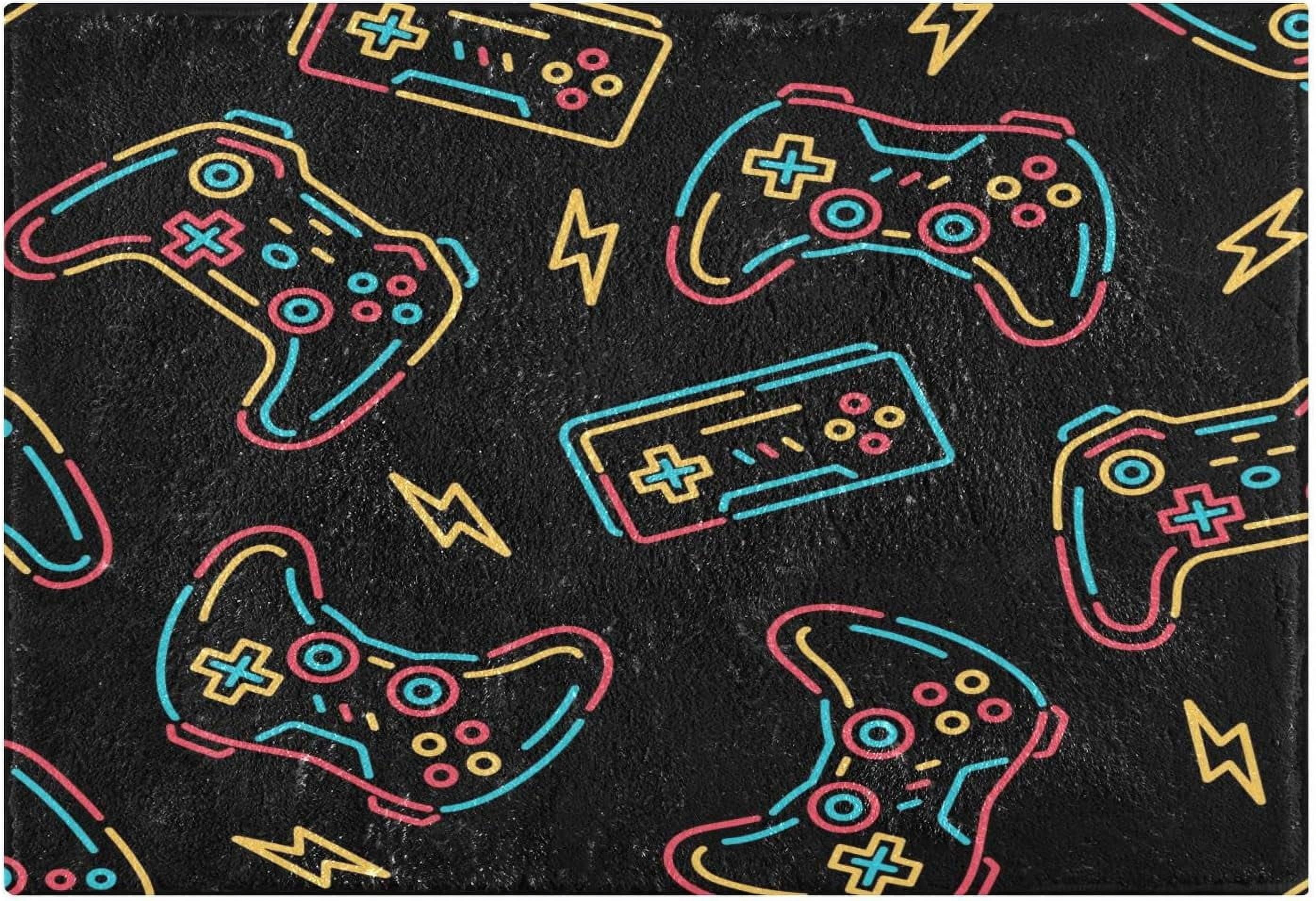 Coolnut Gamer Pattern Black Bathroom Rug - 16" x24" Ultra Soft Non Slip ...