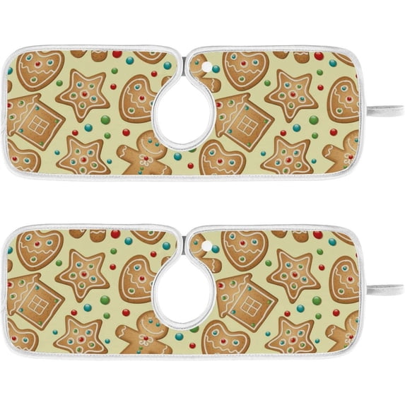 Coolnut Gingerbread Christmas Design 2PCS Kitchen Faucet Mat Bathroom Faucet Mat Sink Kitchen Faucet Sinkmat Faucet Splash Catcher Faucet Mat Dish Drying Mat Sink Mat for Kitchen Sink 30x5in