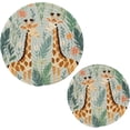 thumbnail image 1 of Coolnut Giraffe Flowers Round Woven Potholders Set Trivets for Hot Dishe Heat Resistant Non-Slip Trivets for Cooking and Baking Kitchen Home Decor, 1 of 7