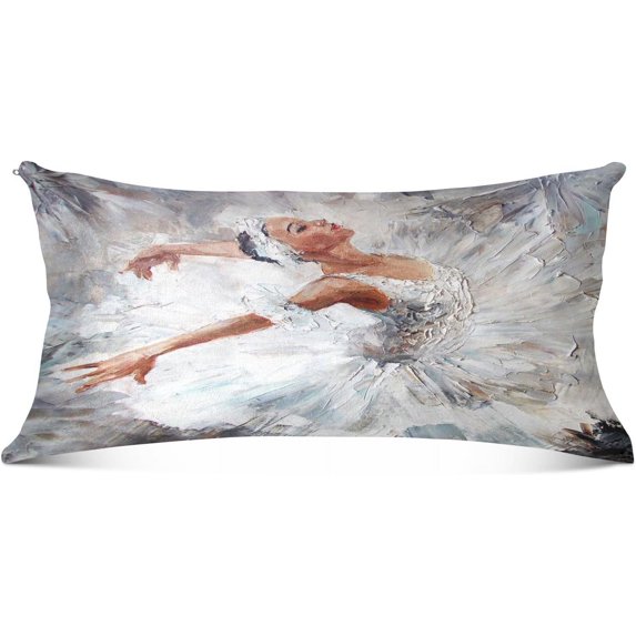 Coolnut Girl Ballerina Oil Painting Pillowcases, Soft and Cozy Decor Giftsative Pillow Cases with Hidden Zipper for Bedroom, Sofa, Couch, King Size 21x54 Inches(310)